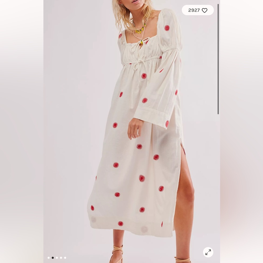 free people Emory Embroidered Midi Dress
